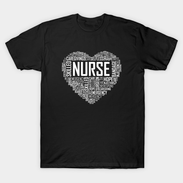 Love Nurse Heart T-Shirt by LetsBeginDesigns
